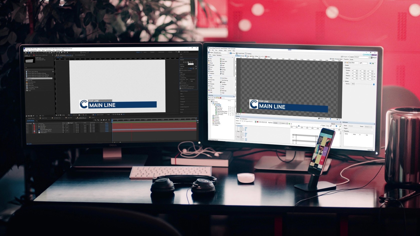PRIME CG's motion graphic broadcast software offers timelines, a spline editor, and a full set of effects, available for keyframing for any LED studio set for live production.