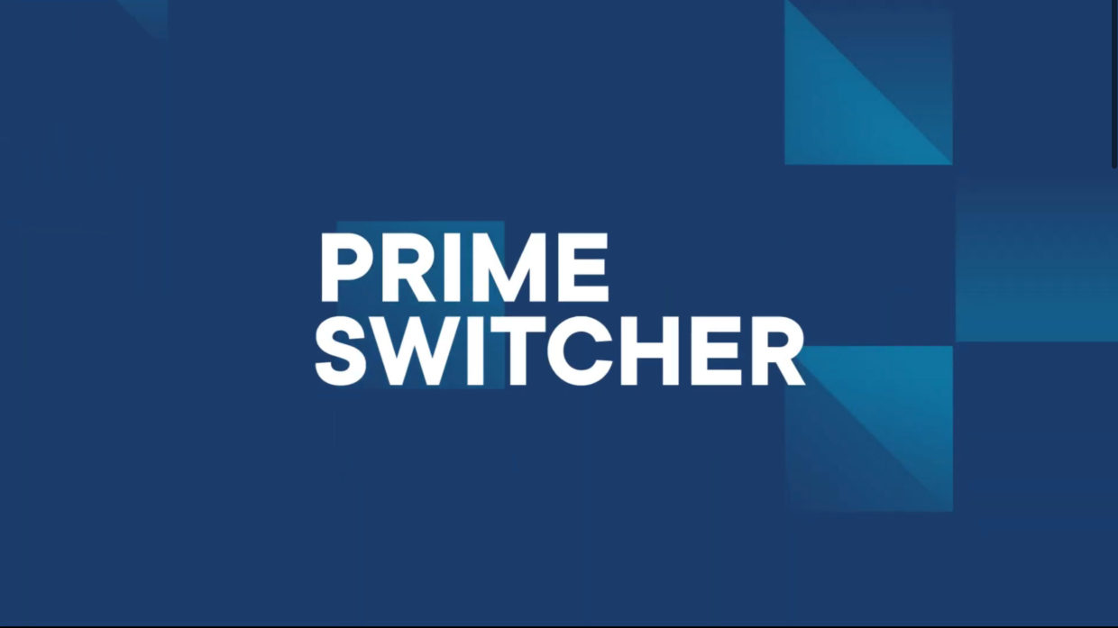 A video covering PRIME Switcher's 2ME production switcher, real-time graphics, clip playout, and multichannel audio mixer