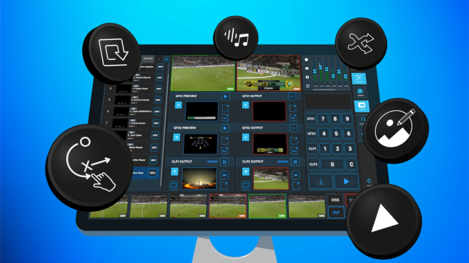 Chyron LIVE takes the PRIME Platform's production switcher, real-time motion graphics, clip playout, and audio mixer modules - and makes them available in a web-accessible all-in-one production environment. Cut and dissolve between video sources, overlay Chyron-grade CG graphics, play your clip packages, and get the right audio levels in the mix for your sports production or live stream for platforms including Facebook, YouTube, Twitch, and more!